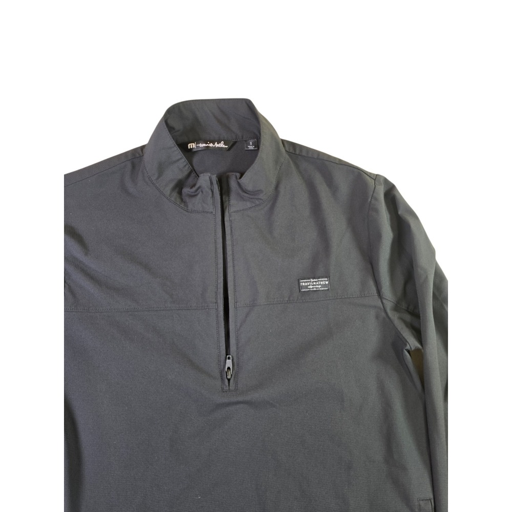TravisMathew Cuater Mens Quarter Zip Pullover Black Performance Golf Jacket S - Picture 2 of 8